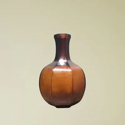 Glass Eight sided Large Flower Utensils (Amber)